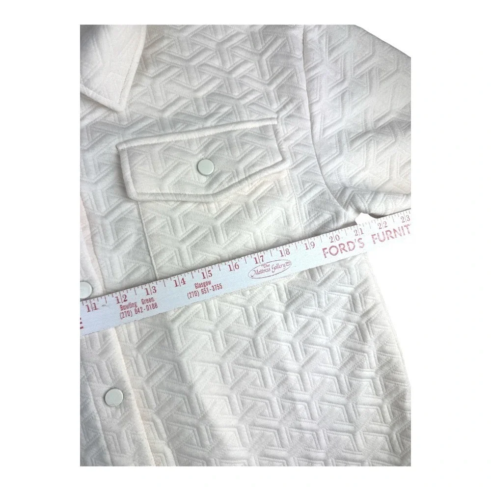 Simply Southern Cream Geometric Quilted Snap Front Shacket Shirt Jacket Small